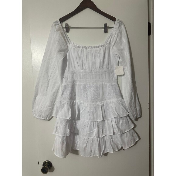 NWT Altar’d State Naomi Embroidered Mini Dress White Women’s Size Medium - Picture 6 of 8